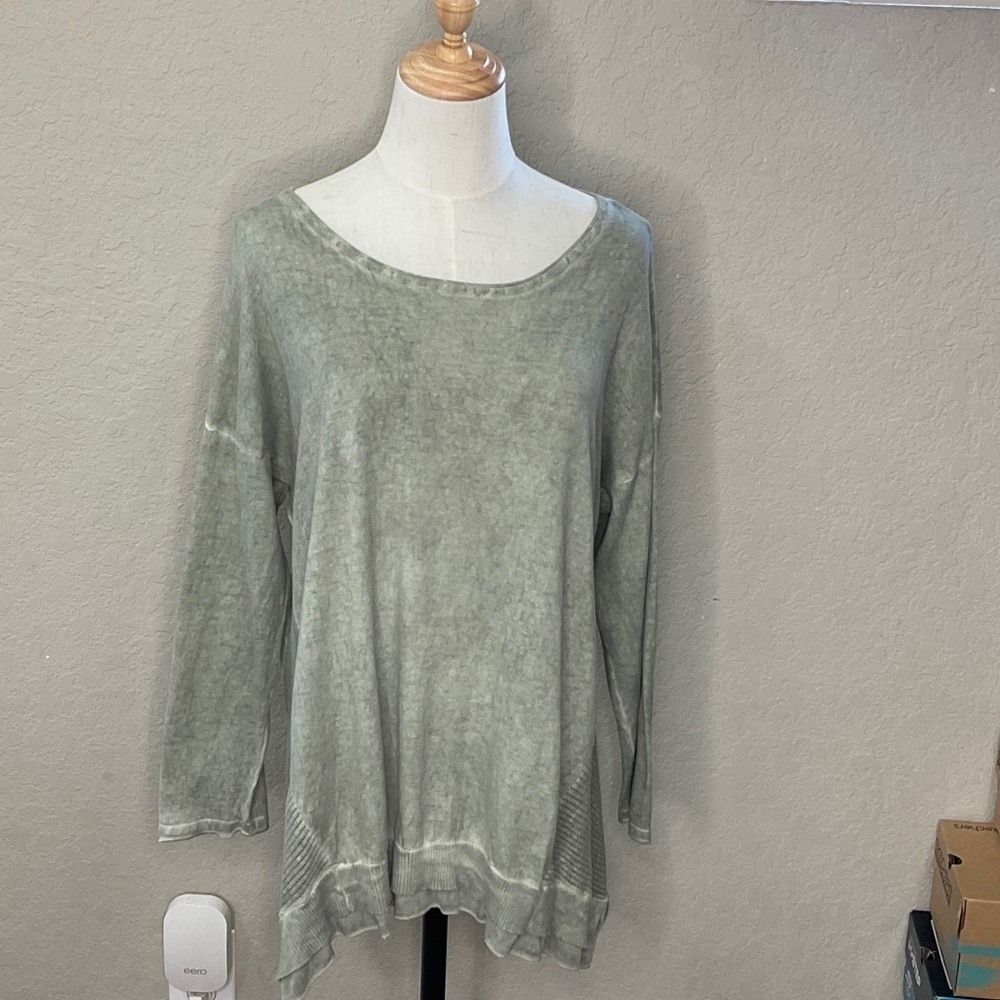 560 - Tribal Washed Green Long Sleeve Top